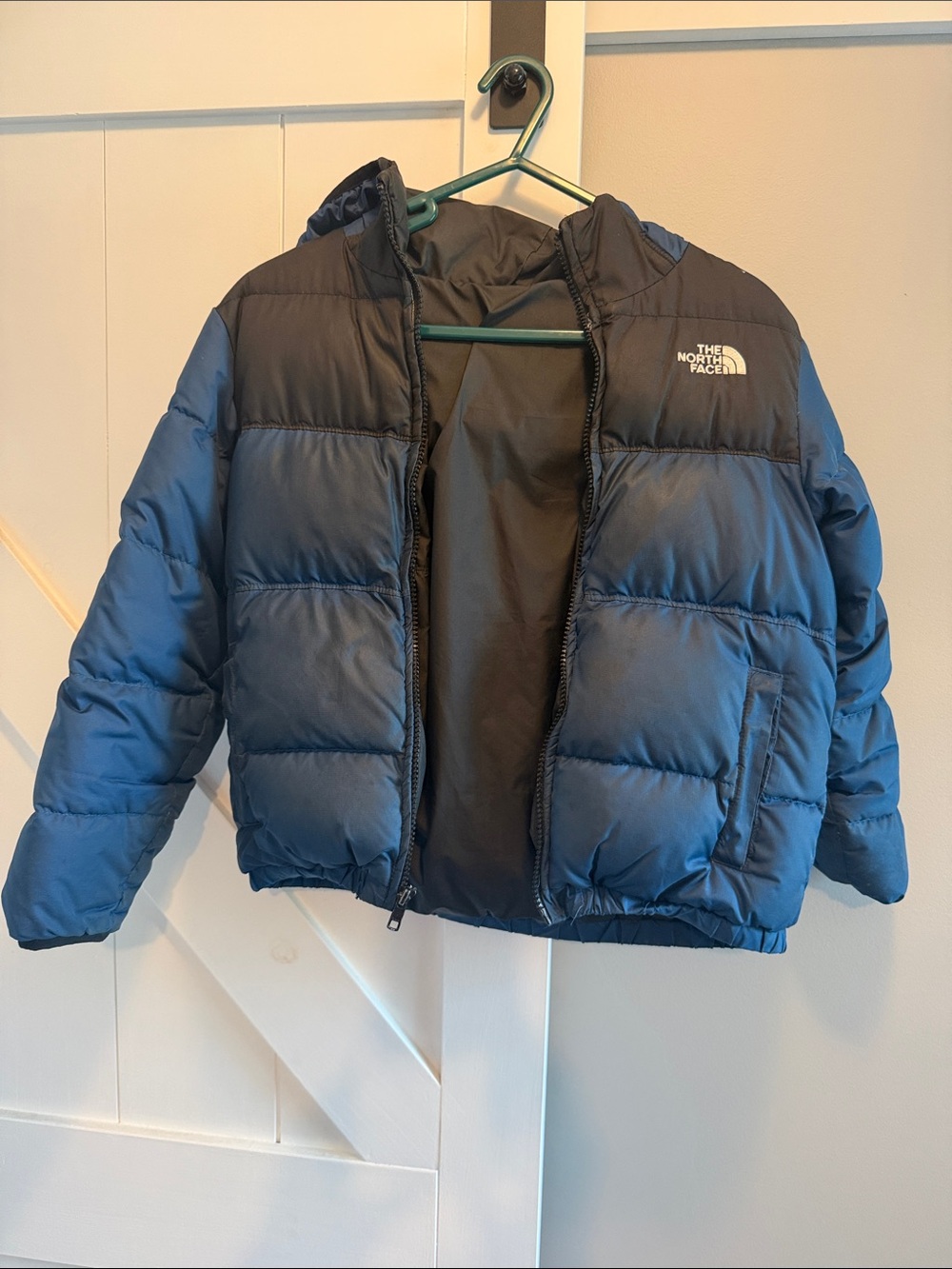 The North Face Kids Blue and Black Puffer Coat
